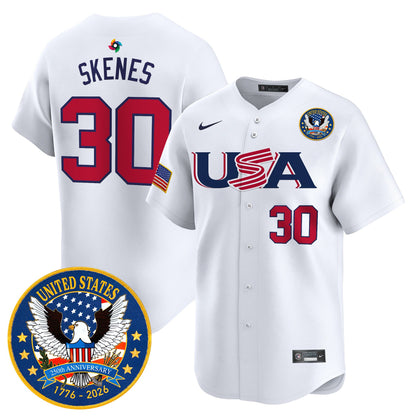 Men's Team USA World Baseball Classic United States 250th Anniversary Patch Vapor Premier Jersey - 2026 Roster - All Stitched