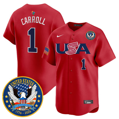 Men's Team USA World Baseball Classic United States 250th Anniversary Patch Vapor Premier Jersey - 2026 Roster - All Stitched