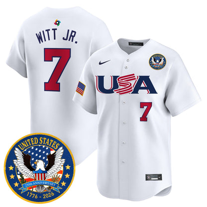 Men's Team USA World Baseball Classic United States 250th Anniversary Patch Vapor Premier Jersey - 2026 Roster - All Stitched
