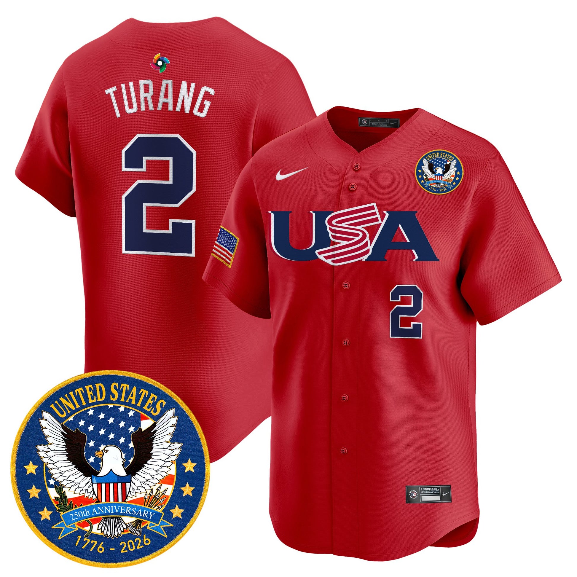 Men's Team USA World Baseball Classic United States 250th Anniversary Patch Vapor Premier Jersey - 2026 Roster - All Stitched