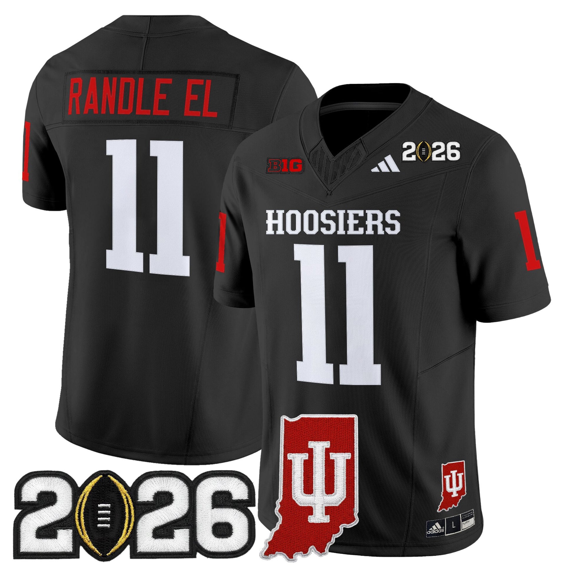 Men's Indiana Hoosiers 2026 CFP Final & Indiana State Patch Vapor Limited Jersey - All Stitched