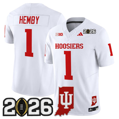 Men's Indiana Hoosiers 2026 CFP Final & Indiana State Patch Vapor Limited Jersey - All Stitched