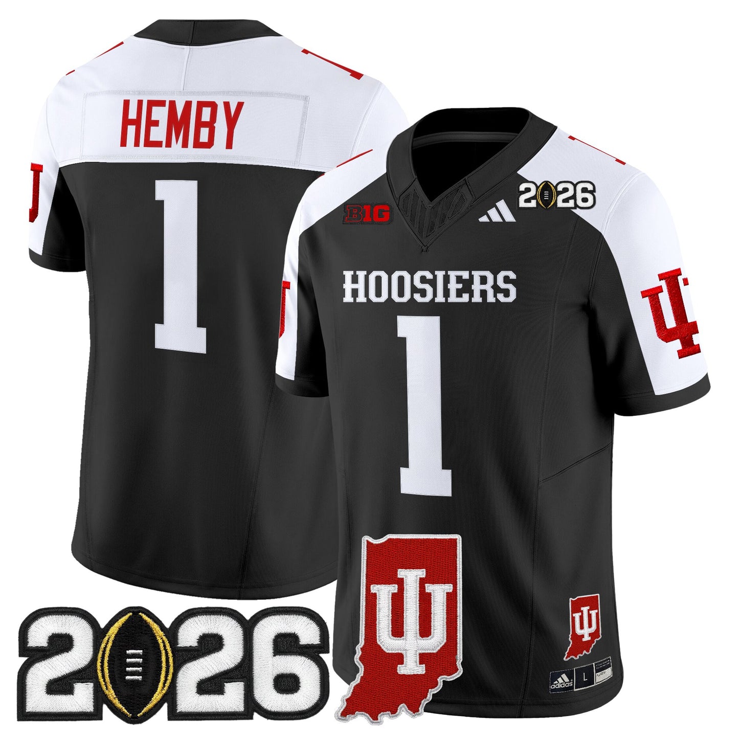 Men's Indiana Hoosiers 2026 CFP Final & Indiana State Patch Vapor Limited Jersey - All Stitched