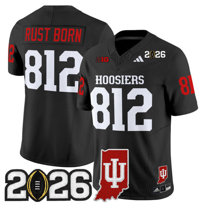Men's Indiana Hoosiers 2026 CFP Final & Indiana State Patch Vapor Limited Jersey - All Stitched