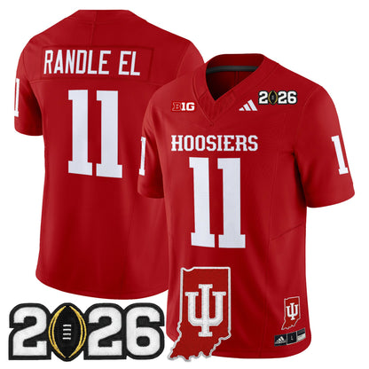 Men's Indiana Hoosiers 2026 CFP Final & Indiana State Patch Vapor Limited Jersey - All Stitched