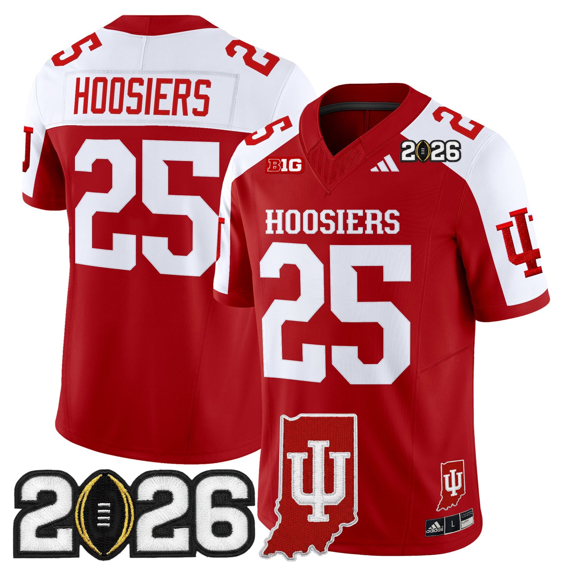 Men's Indiana Hoosiers 2026 CFP Final & Indiana State Patch Vapor Limited Jersey - All Stitched
