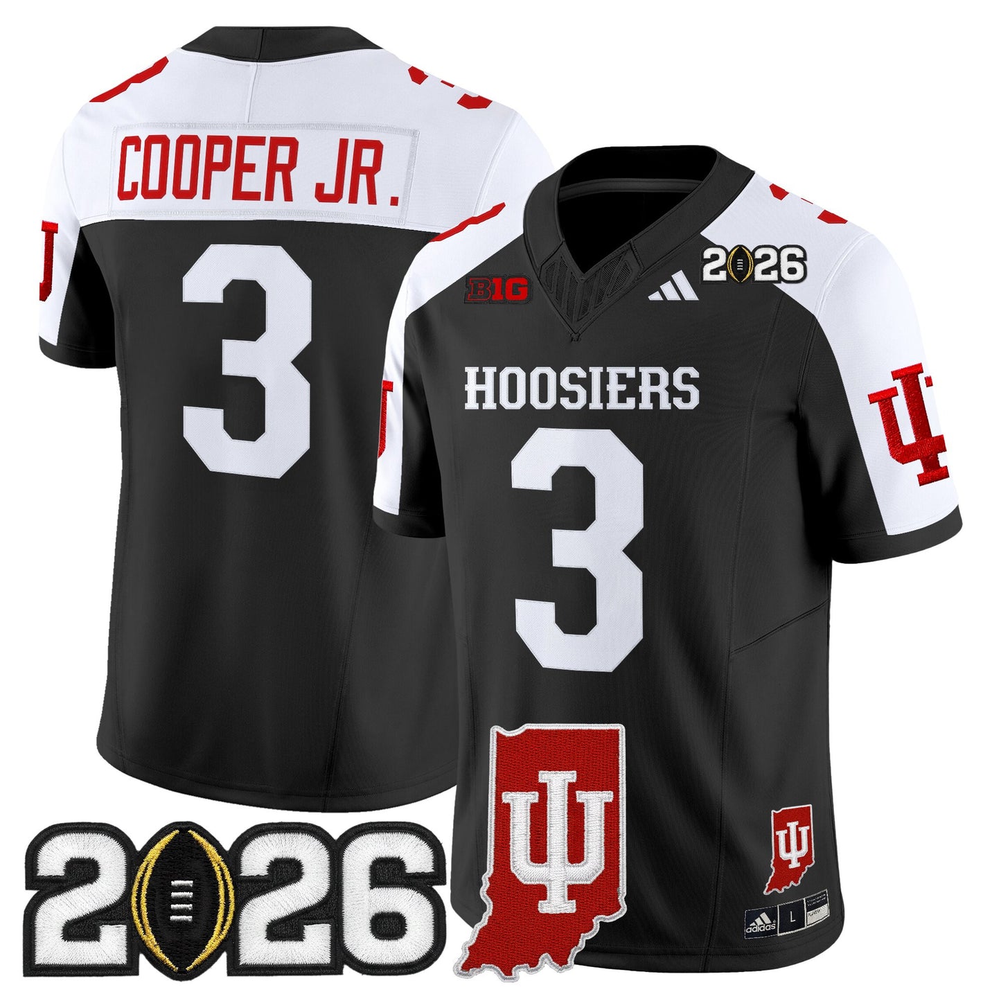 Men's Indiana Hoosiers 2026 CFP Final & Indiana State Patch Vapor Limited Jersey - All Stitched