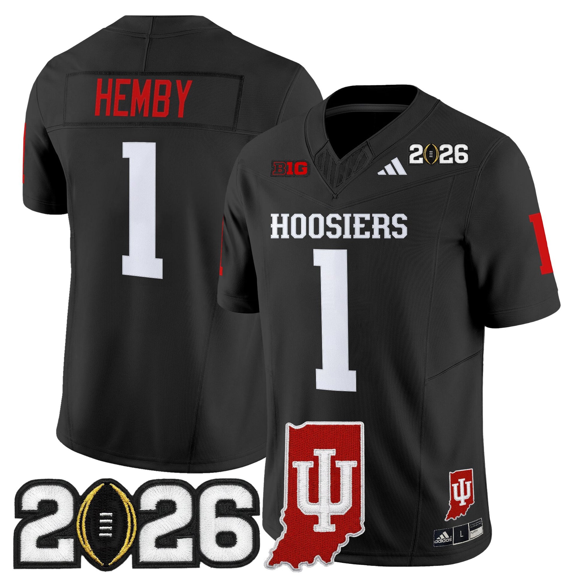Men's Indiana Hoosiers 2026 CFP Final & Indiana State Patch Vapor Limited Jersey - All Stitched