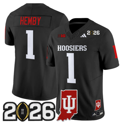 Men's Indiana Hoosiers 2026 CFP Final & Indiana State Patch Vapor Limited Jersey - All Stitched