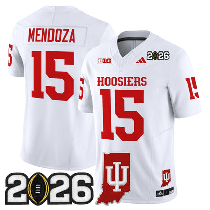 Men's Indiana Hoosiers 2026 CFP Final & Indiana State Patch Vapor Limited Jersey - All Stitched