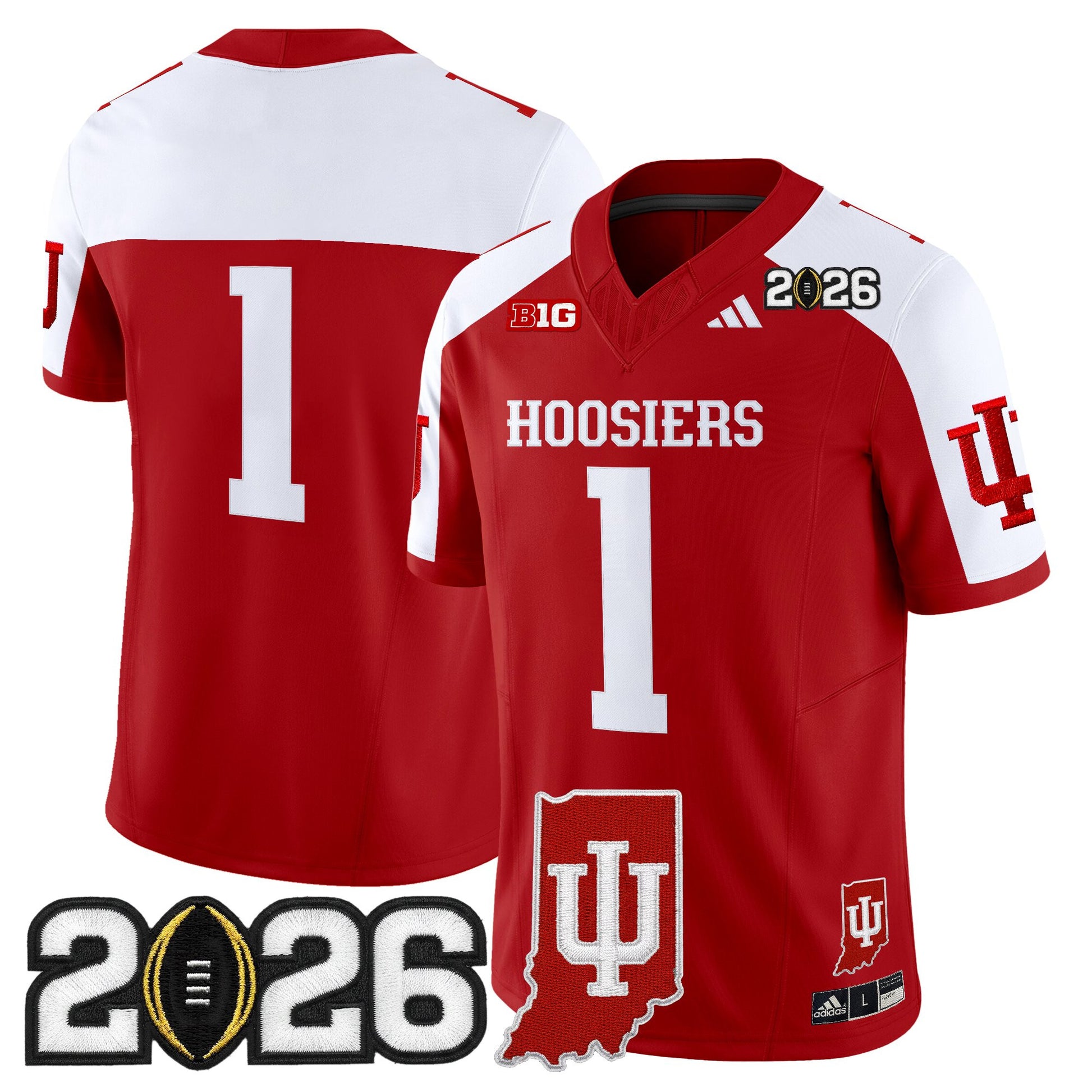 Men's Indiana Hoosiers 2026 CFP Final & Indiana State Patch Vapor Limited Jersey - All Stitched