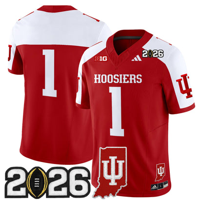 Men's Indiana Hoosiers 2026 CFP Final & Indiana State Patch Vapor Limited Jersey - All Stitched