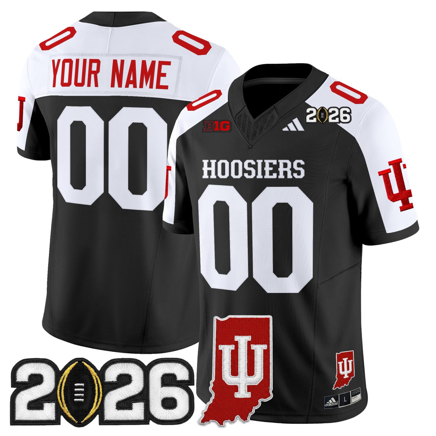 Indiana Hoosiers 2026 CFP Final & Indiana State Patch Vapor Limited Custom Jersey - All Stitched