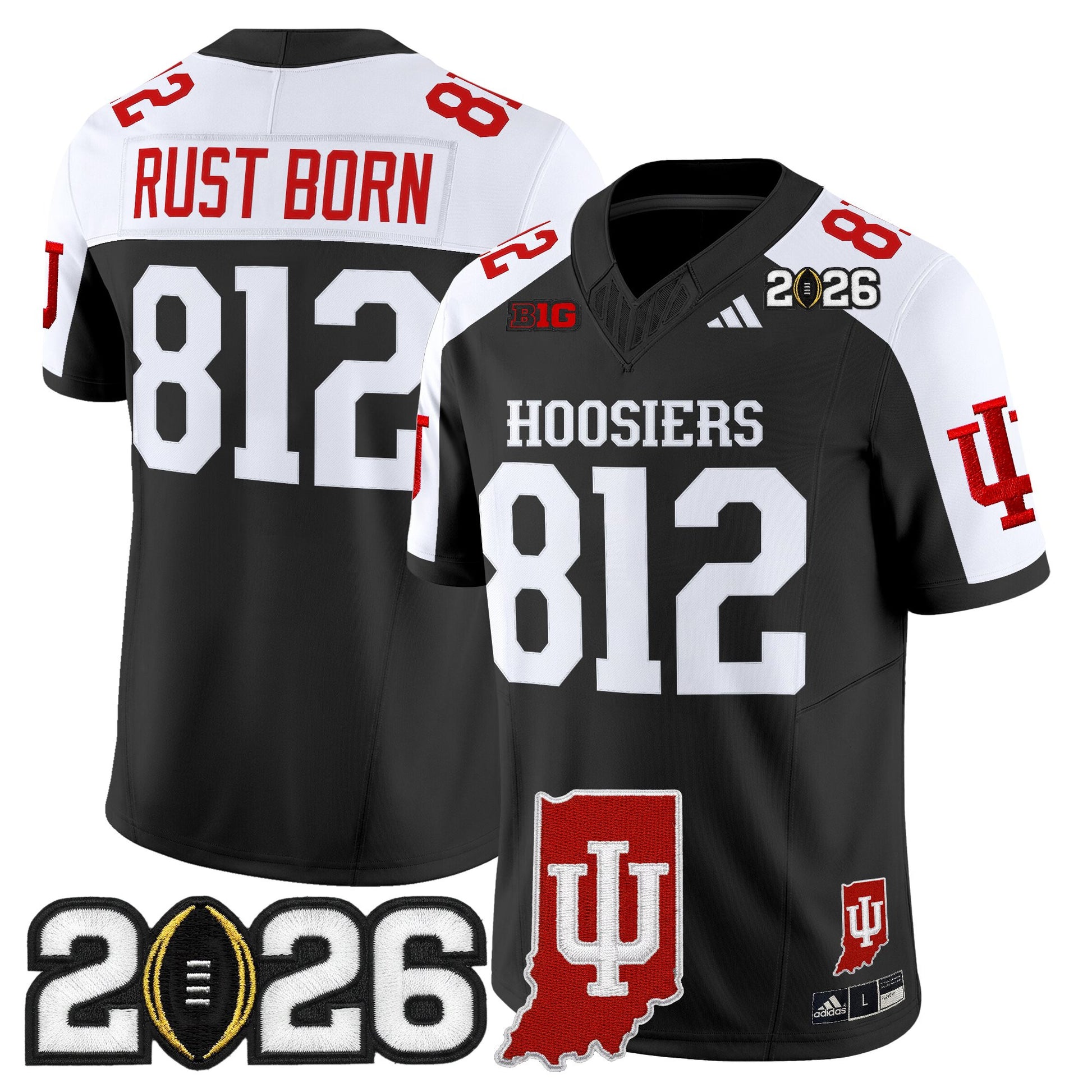 Men's Indiana Hoosiers 2026 CFP Final & Indiana State Patch Vapor Limited Jersey - All Stitched