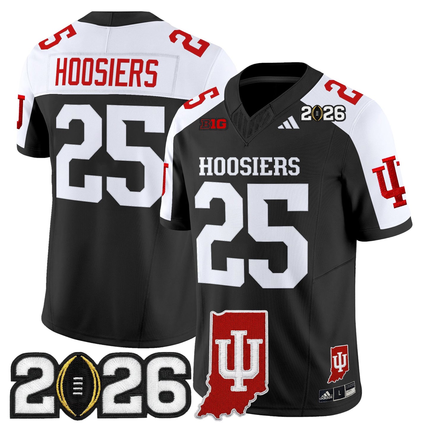 Men's Indiana Hoosiers 2026 CFP Final & Indiana State Patch Vapor Limited Jersey - All Stitched