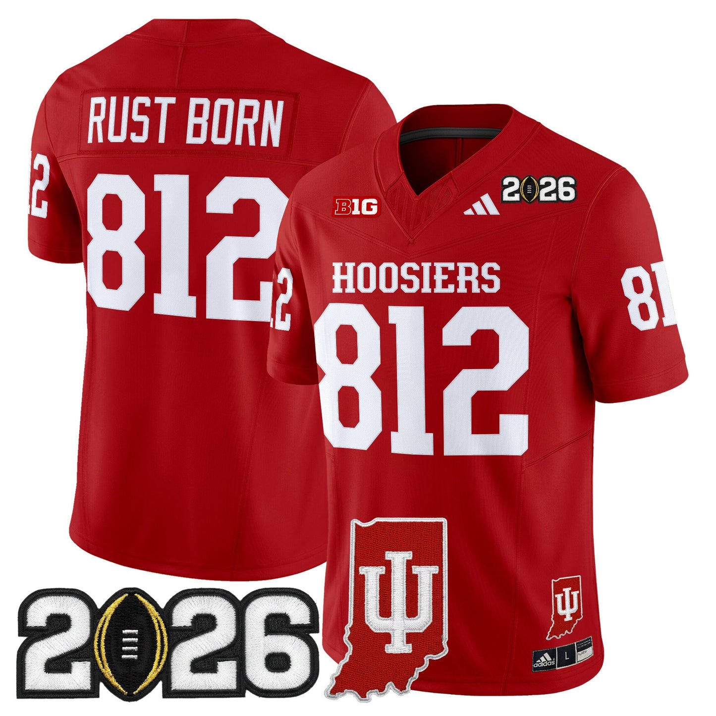 Men's Indiana Hoosiers 2026 CFP Final & Indiana State Patch Vapor Limited Jersey - All Stitched