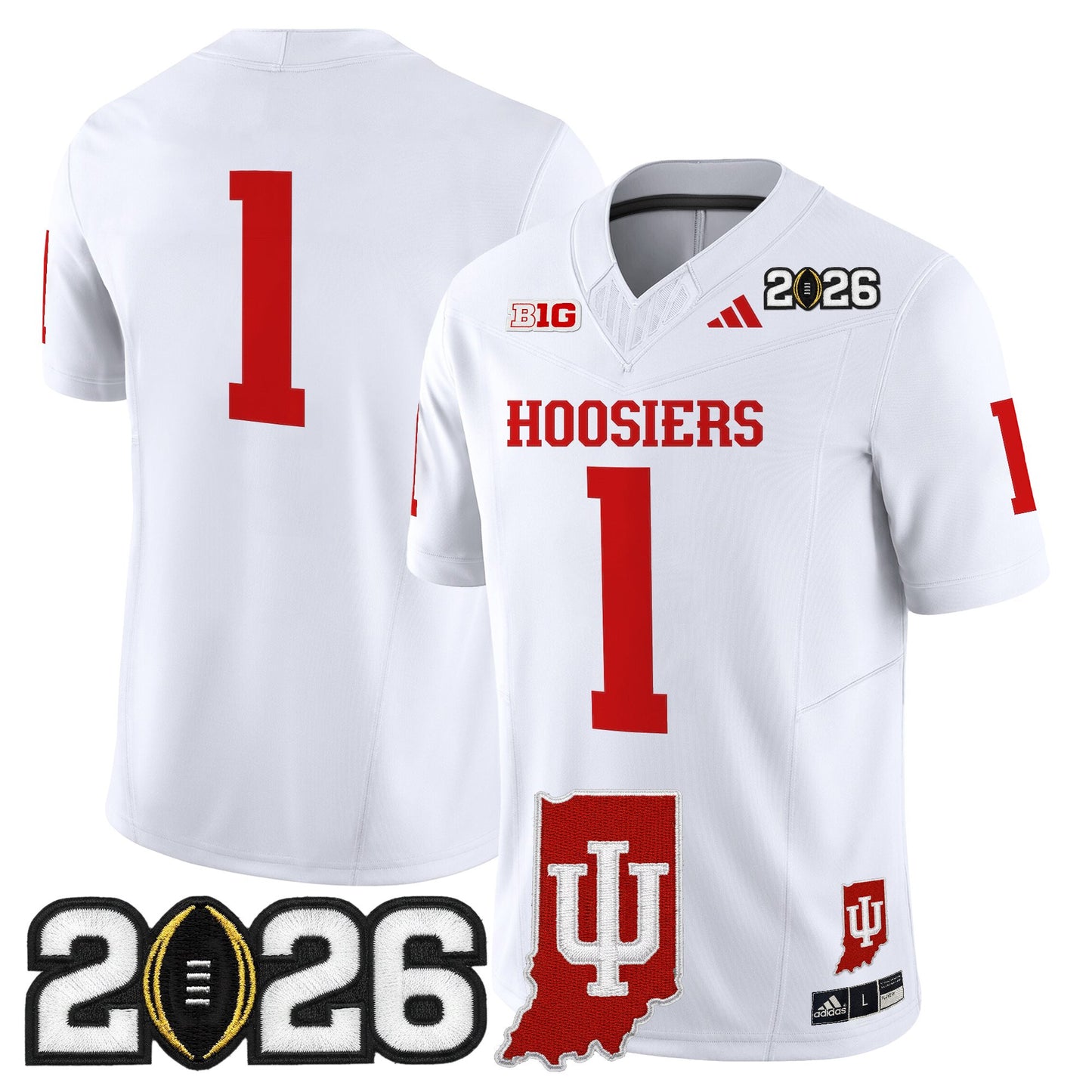 Men's Indiana Hoosiers 2026 CFP Final & Indiana State Patch Vapor Limited Jersey - All Stitched