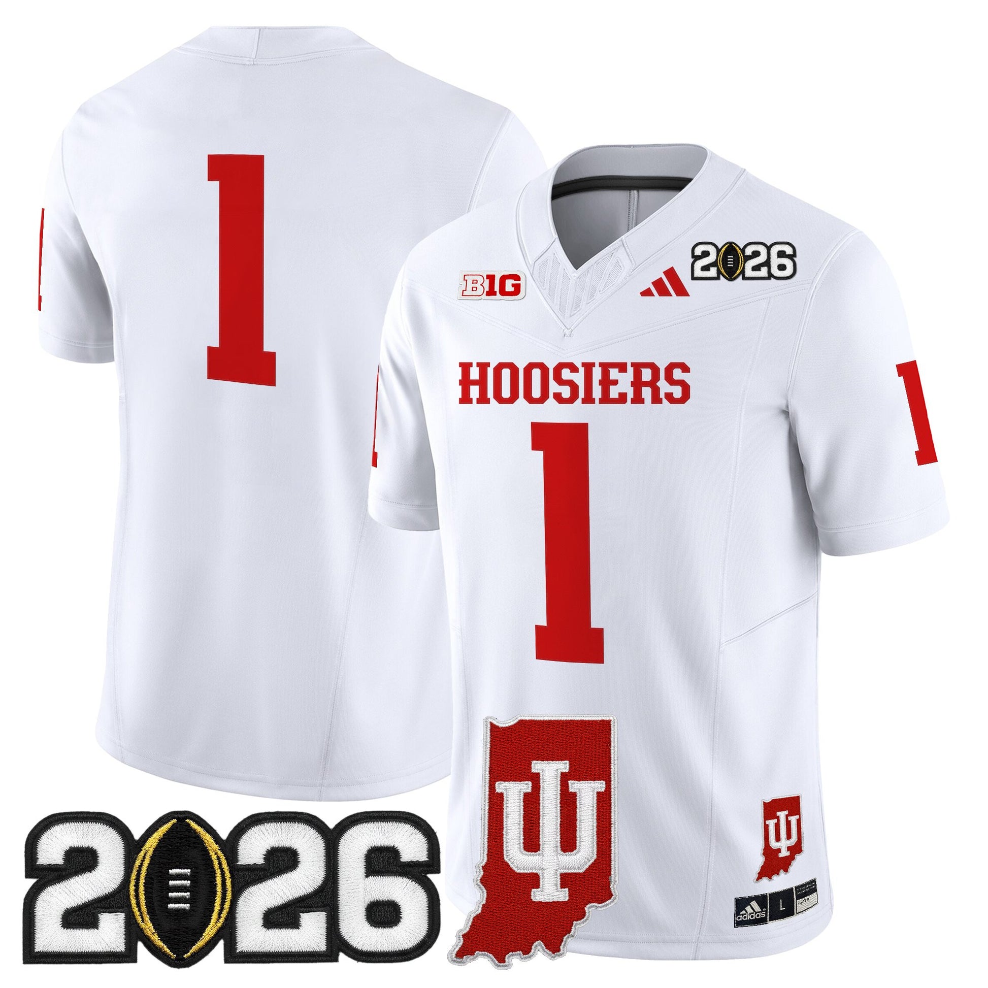 Men's Indiana Hoosiers 2026 CFP Final & Indiana State Patch Vapor Limited Jersey - All Stitched