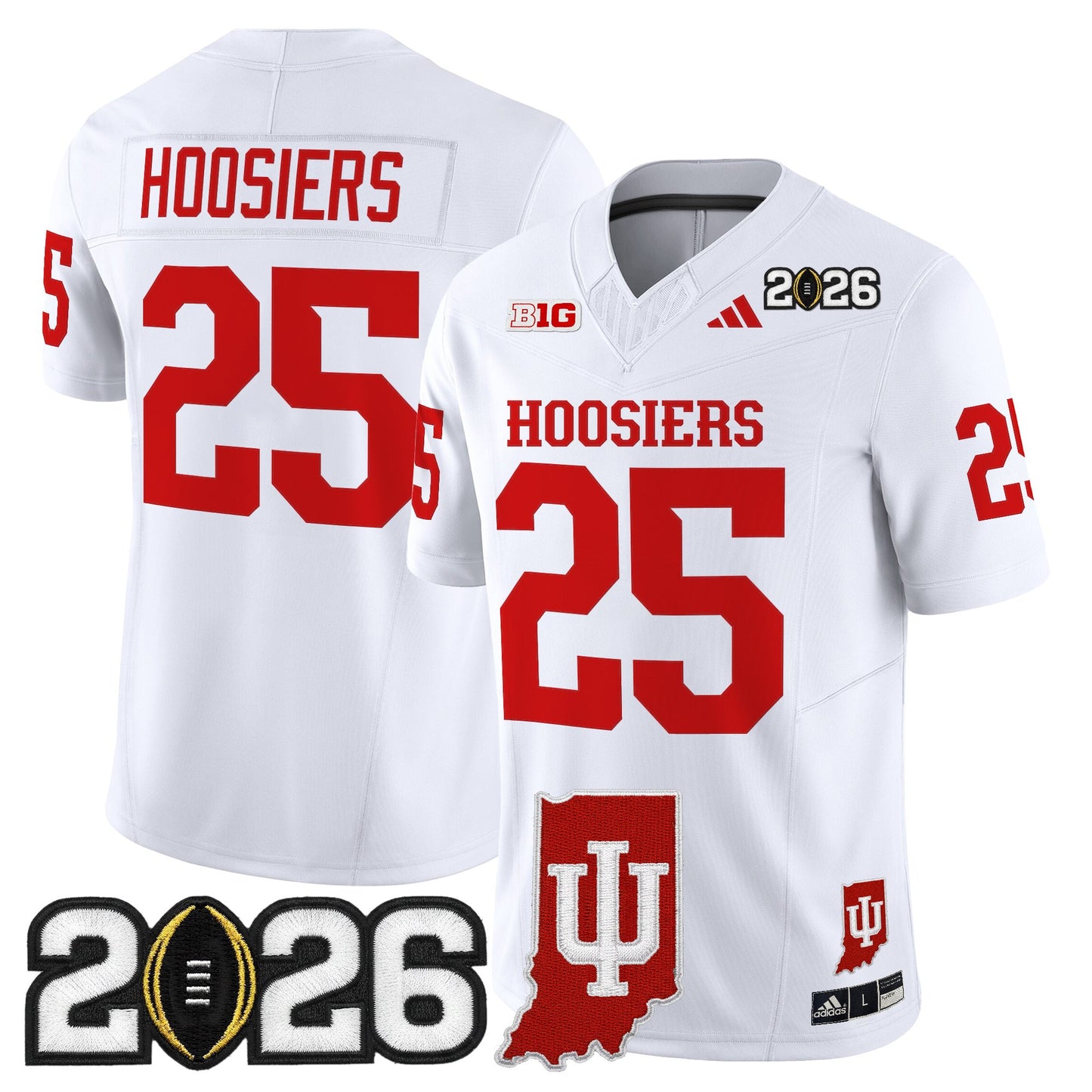 Men's Indiana Hoosiers 2026 CFP Final & Indiana State Patch Vapor Limited Jersey - All Stitched