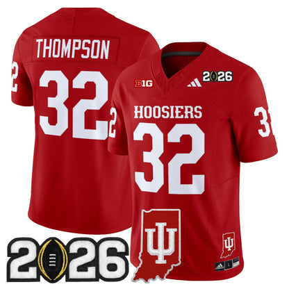Men's Indiana Hoosiers 2026 CFP Final & Indiana State Patch Vapor Limited Jersey - All Stitched