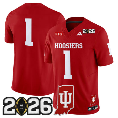 Men's Indiana Hoosiers 2026 CFP Final & Indiana State Patch Vapor Limited Jersey - All Stitched
