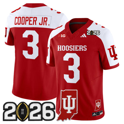 Men's Indiana Hoosiers 2026 CFP Final & Indiana State Patch Vapor Limited Jersey - All Stitched