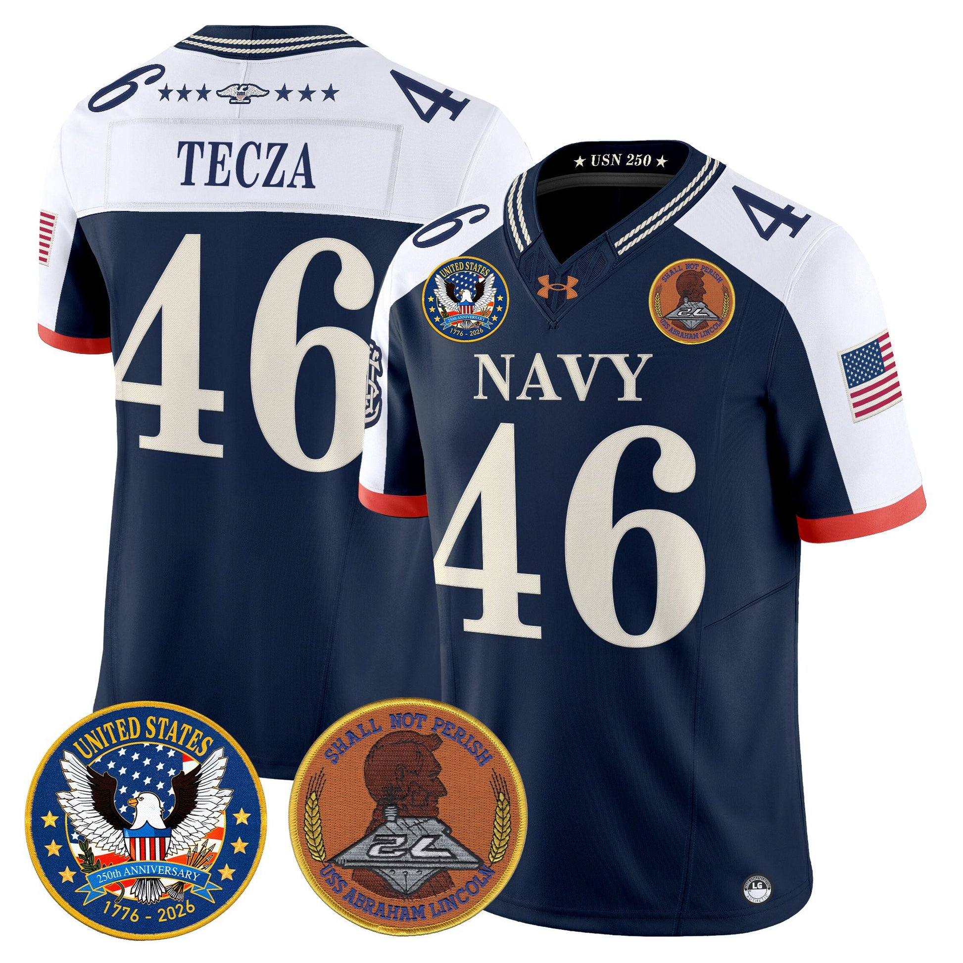 Men's Navy Midshipmen "United States 250th Anniversary Patch" Vapor Limited Jersey - Stitched