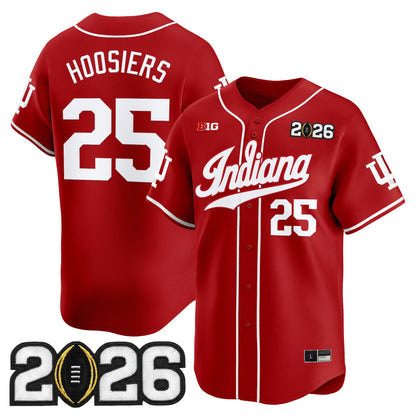 Men's Indiana Hoosiers 2026 CFP Final Patch Vapor Baseball Jersey - All Stitched