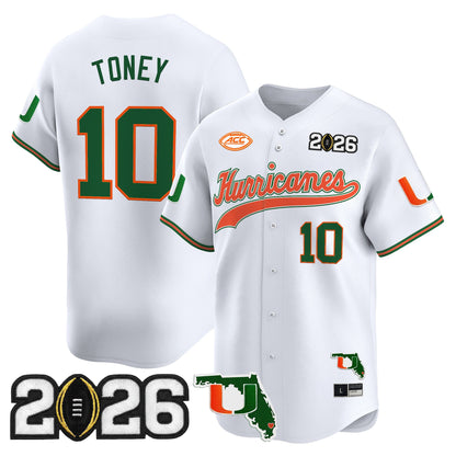 Men's Miami Hurricanes 2026 CFP Final & Florida Patch Vapor Baseball Jersey - All Stitched