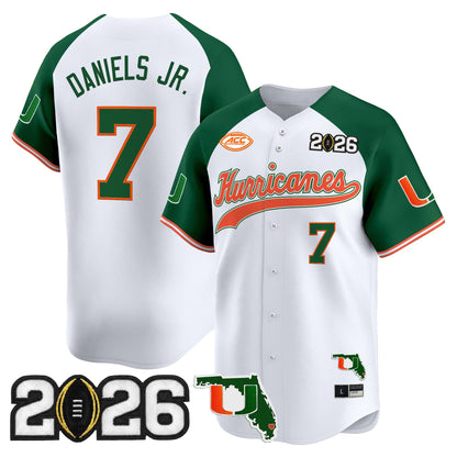 Men's Miami Hurricanes 2026 CFP Final & Florida Patch Vapor Baseball Jersey - All Stitched