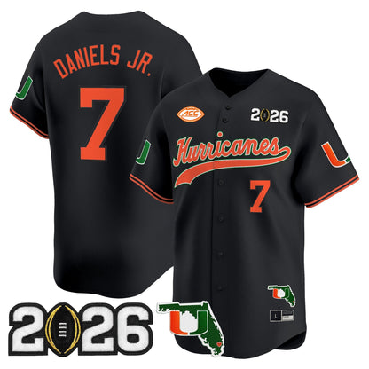 Men's Miami Hurricanes 2026 CFP Final & Florida Patch Vapor Baseball Jersey - All Stitched