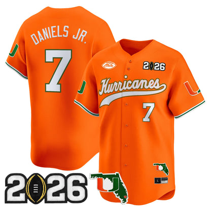 Men's Miami Hurricanes 2026 CFP Final & Florida Patch Vapor Baseball Jersey - All Stitched