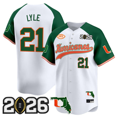 Men's Miami Hurricanes 2026 CFP Final & Florida Patch Vapor Baseball Jersey - All Stitched