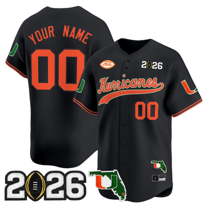 Miami Hurricanes 2026 CFP Final & Florida Patch Vapor Baseball Custom Jersey - All Stitched