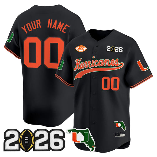 Miami Hurricanes 2026 CFP Final & Florida Patch Vapor Baseball Custom Jersey - All Stitched