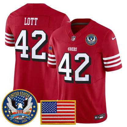 Men's San Francisco 49ers "United States 250th Anniversary Patch" Vapor Limited Jersey - All Stitched