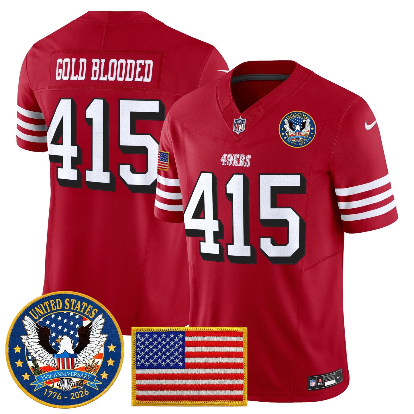Men's San Francisco 49ers "United States 250th Anniversary Patch" Vapor Limited Jersey - All Stitched