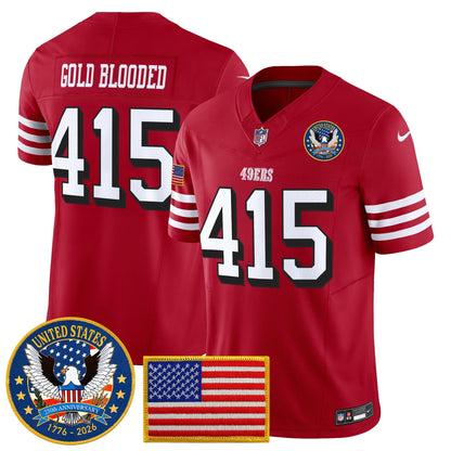 Men's San Francisco 49ers "United States 250th Anniversary Patch" Vapor Limited Jersey - All Stitched