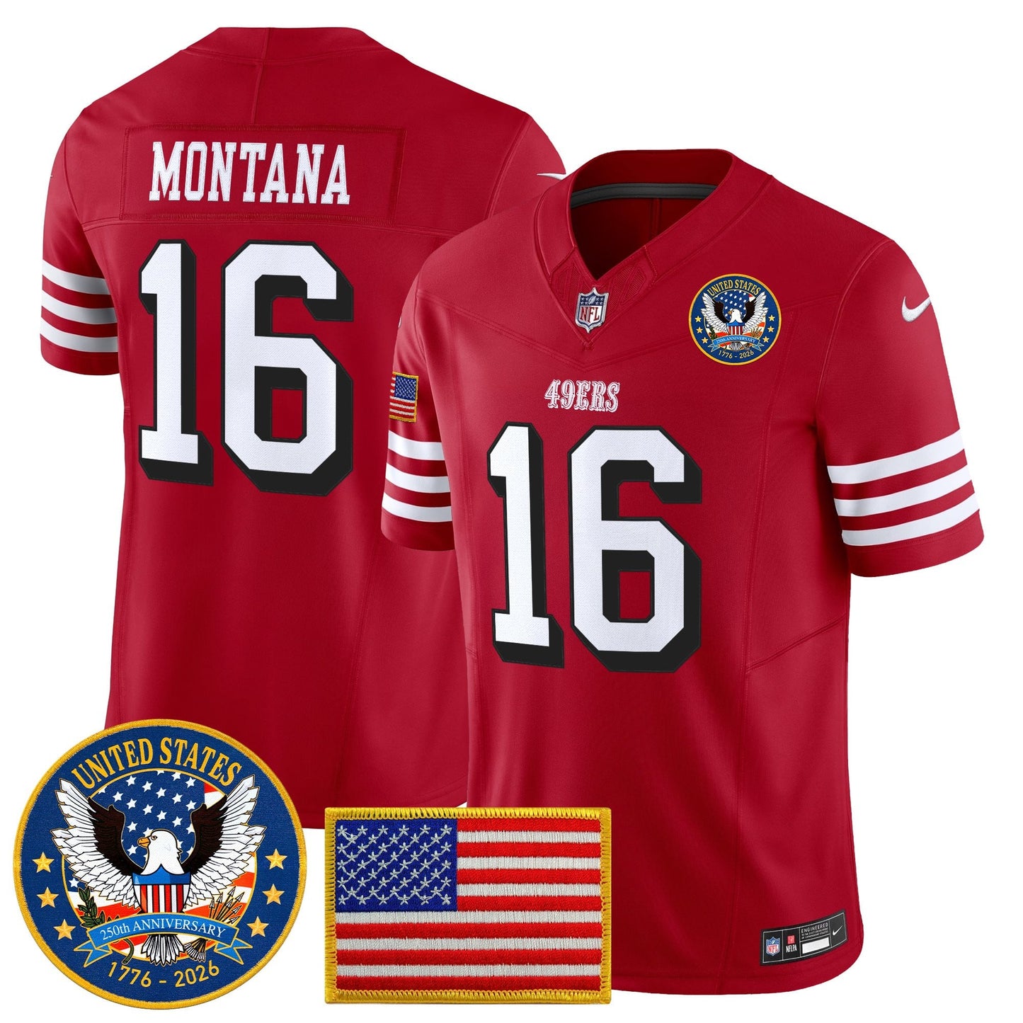 Men's San Francisco 49ers "United States 250th Anniversary Patch" Vapor Limited Jersey - All Stitched