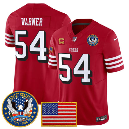 Men's San Francisco 49ers "United States 250th Anniversary Patch" Vapor Limited Jersey - All Stitched