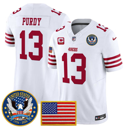 Men's San Francisco 49ers "United States 250th Anniversary Patch" Vapor Limited Jersey - All Stitched