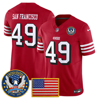 Men's San Francisco 49ers "United States 250th Anniversary Patch" Vapor Limited Jersey - All Stitched