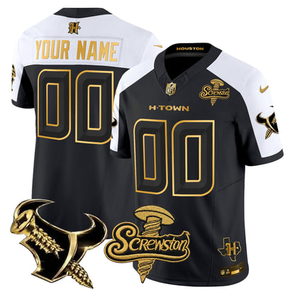Houston Texans DJ Screw Gold Vapor Limited Custom Jersey - Stitched