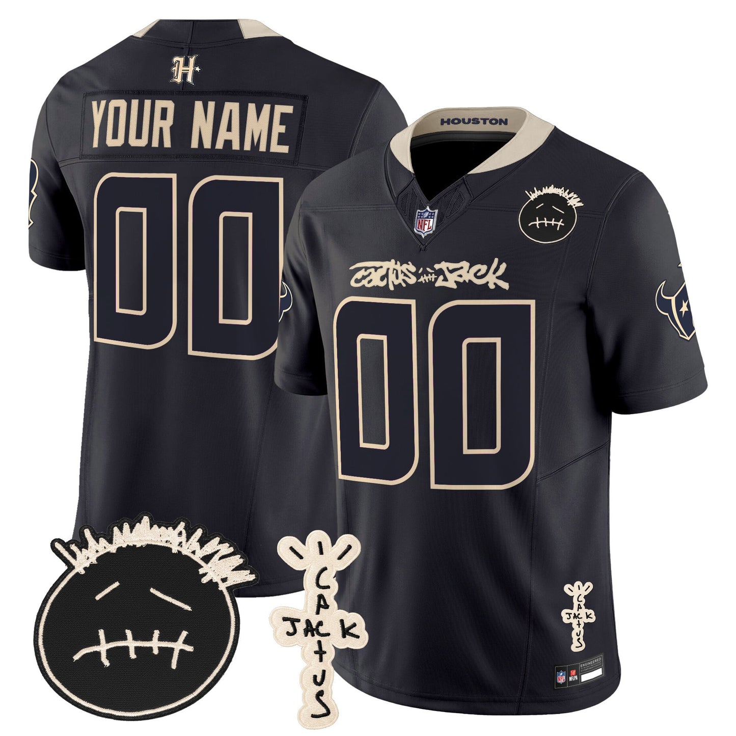 Houston Texans x Cactus Jack Vapor Limited Custom Jersey V2 - All Stitched