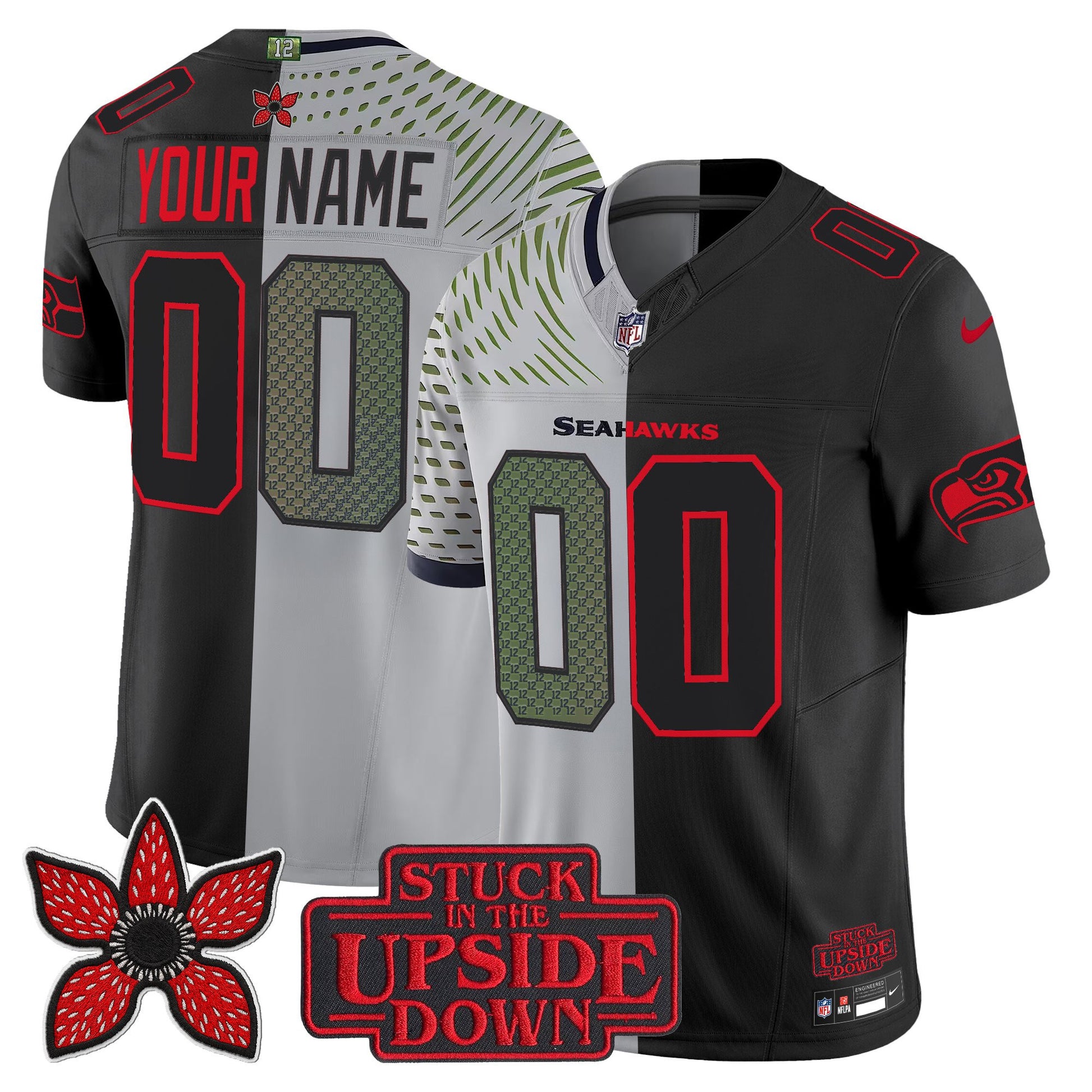 Seattle Seahawks 'Upside Down Edition' Vapor Limited Custom Jersey - All Stitched