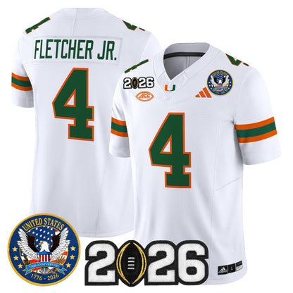 Men's Miami Hurricanes "United States 250th Anniversary & 2026 CFP Final Patch" Vapor Limited Jersey - All Stitched