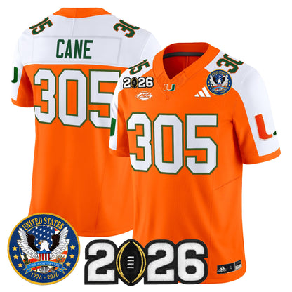 Men's Miami Hurricanes "United States 250th Anniversary & 2026 CFP Final Patch" Vapor Limited Jersey - All Stitched