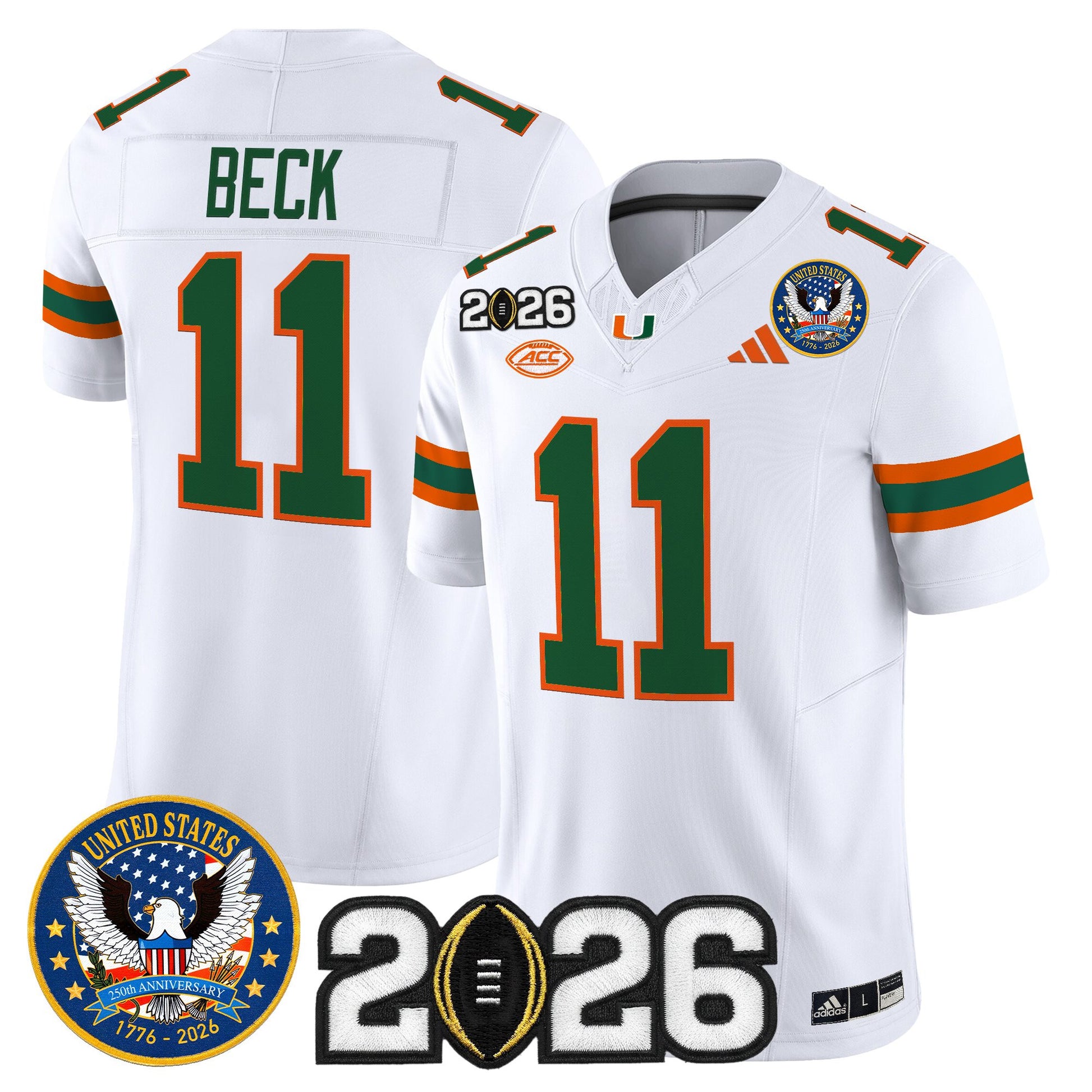 Men's Miami Hurricanes "United States 250th Anniversary & 2026 CFP Final Patch" Vapor Limited Jersey - All Stitched