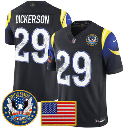 Men's Los Angeles Rams 2025 "United States 250th Anniversary Patch" Vapor Limited Jersey - All Stitched
