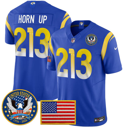 Men's Los Angeles Rams 2025 "United States 250th Anniversary Patch" Vapor Limited Jersey - All Stitched
